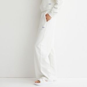 H&M White high waisted wide-cut sweatpants joggers
